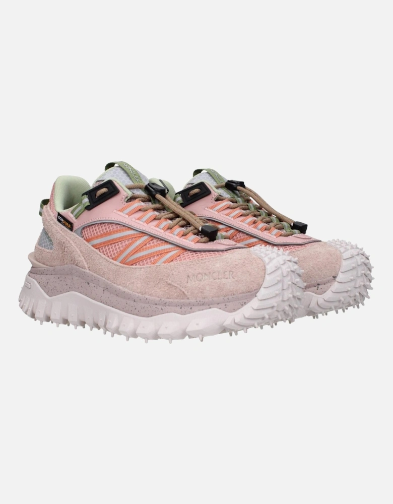 Suede Lace-Up Sneakers with Mid Heels Women - Pink