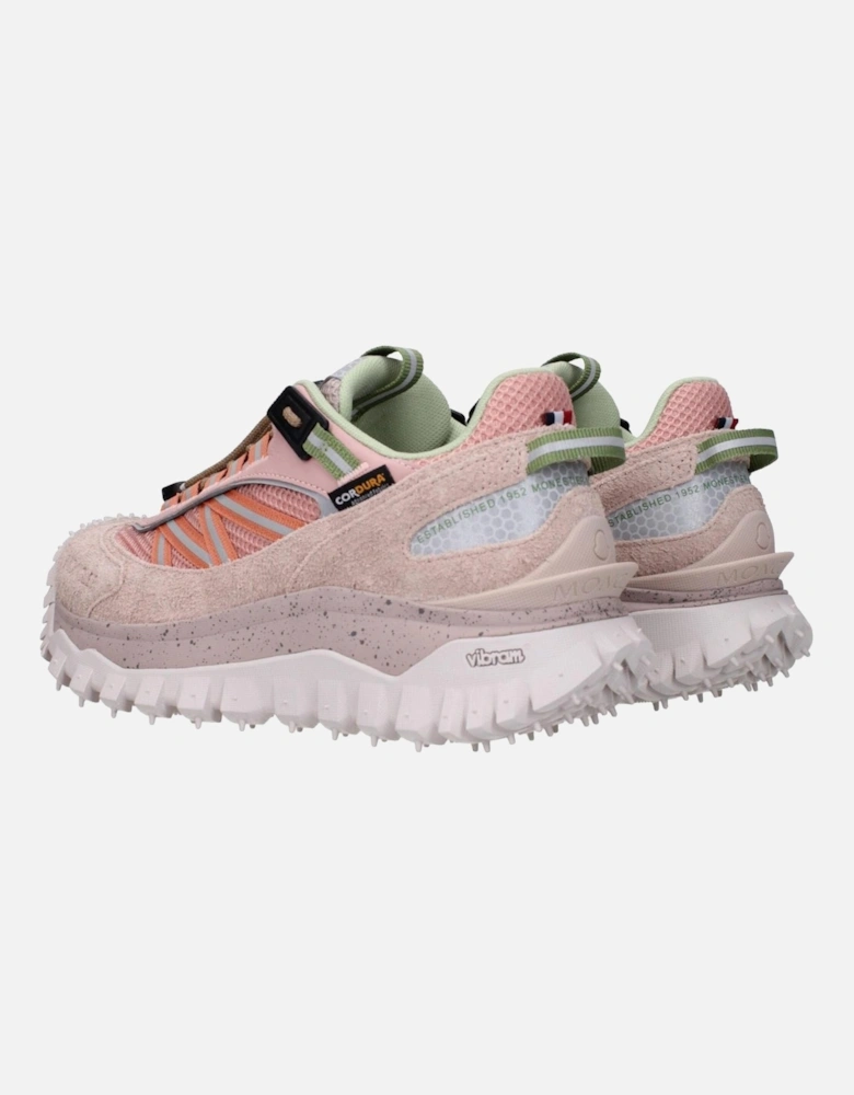 Suede Lace-Up Sneakers with Mid Heels Women - Pink