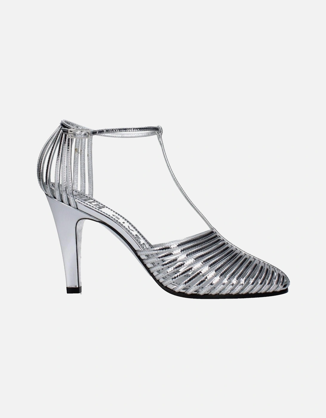 High Heel Leather Sandals with Buckle Closure Women - Gray, 5 of 4