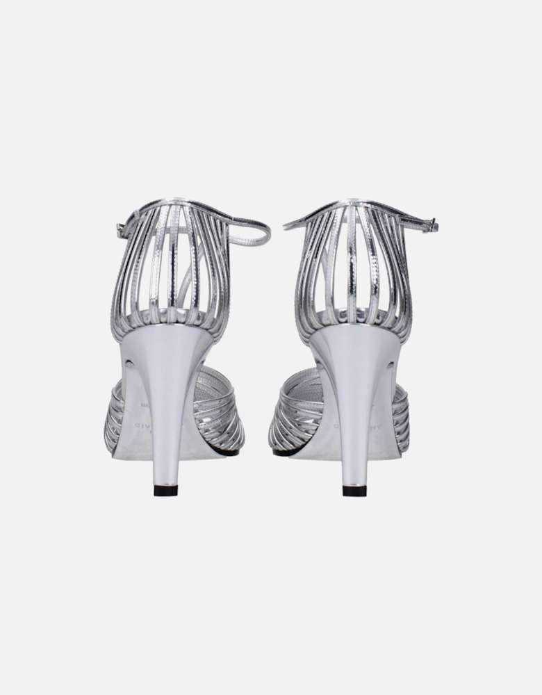 High Heel Leather Sandals with Buckle Closure Women - Gray