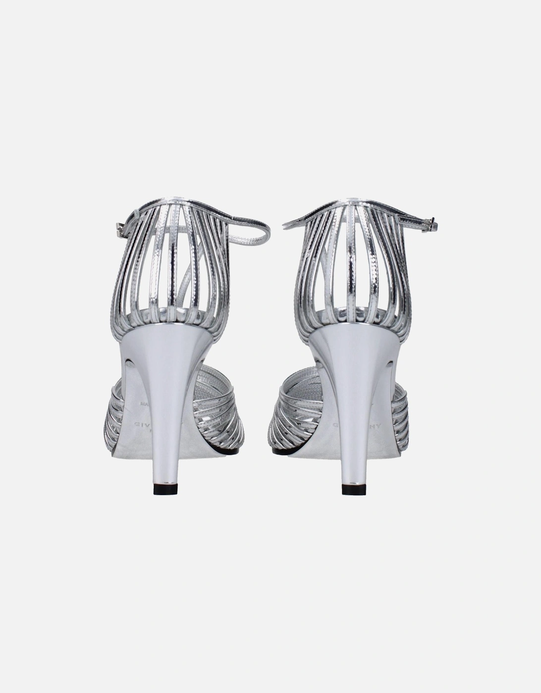 High Heel Leather Sandals with Buckle Closure Women - Gray