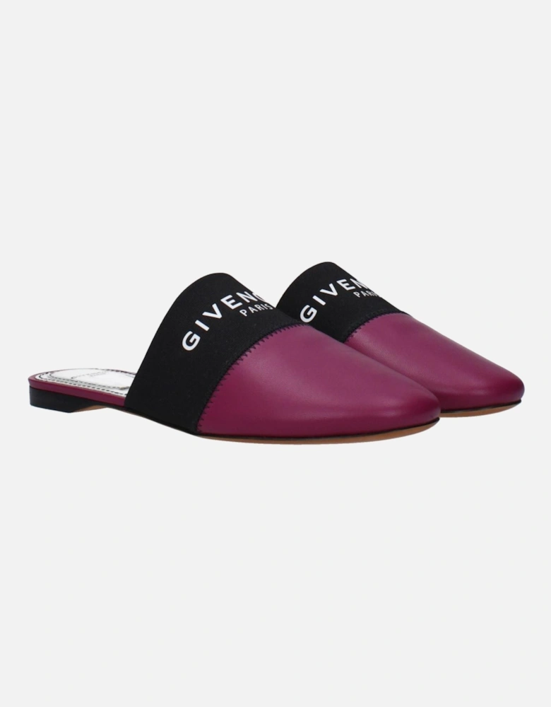 Leather Logo-Embellished Slippers and Clogs Women - Purple Sandals