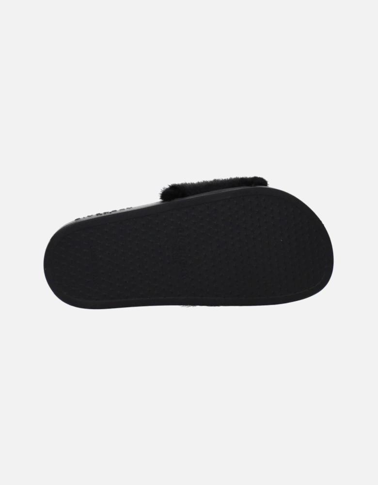 Side Logo Rubber Slippers and Clogs Women - Black Sandals