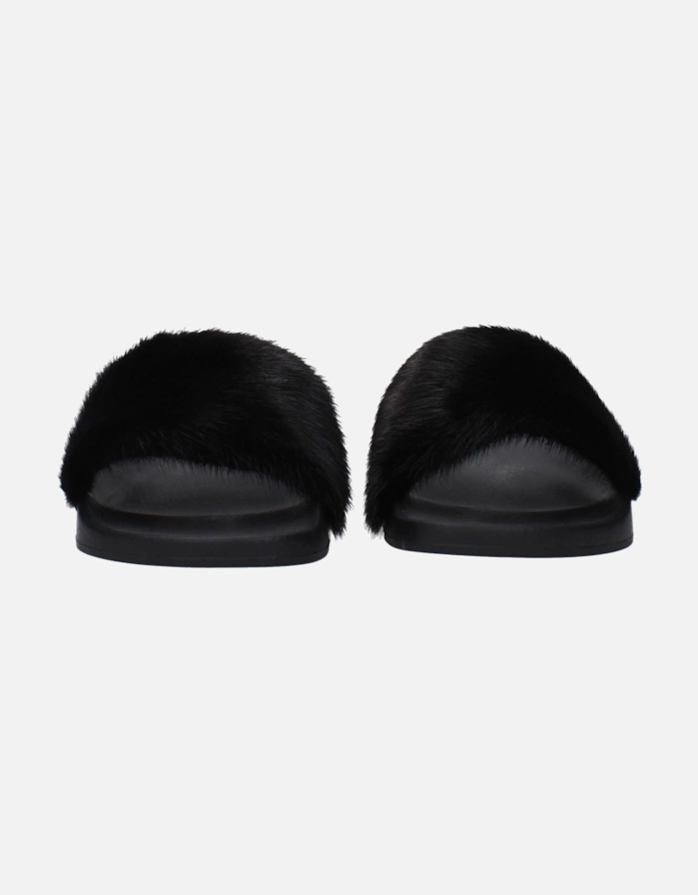 Side Logo Rubber Slippers and Clogs Women - Black Sandals