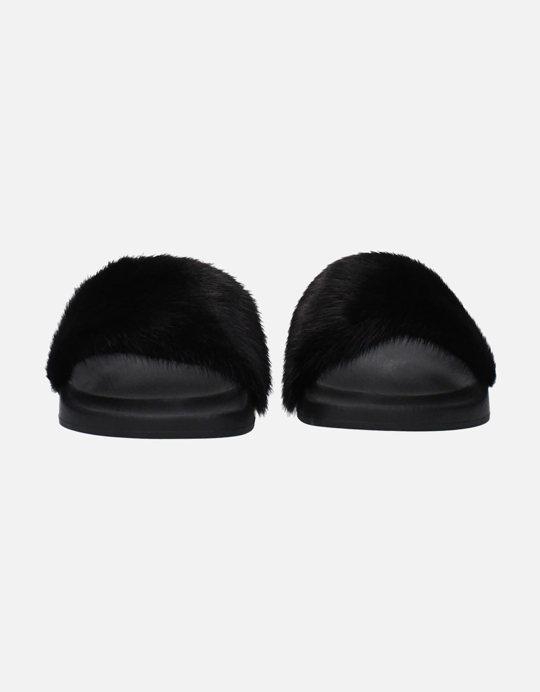 Side Logo Rubber Slippers and Clogs Women - Black Sandals