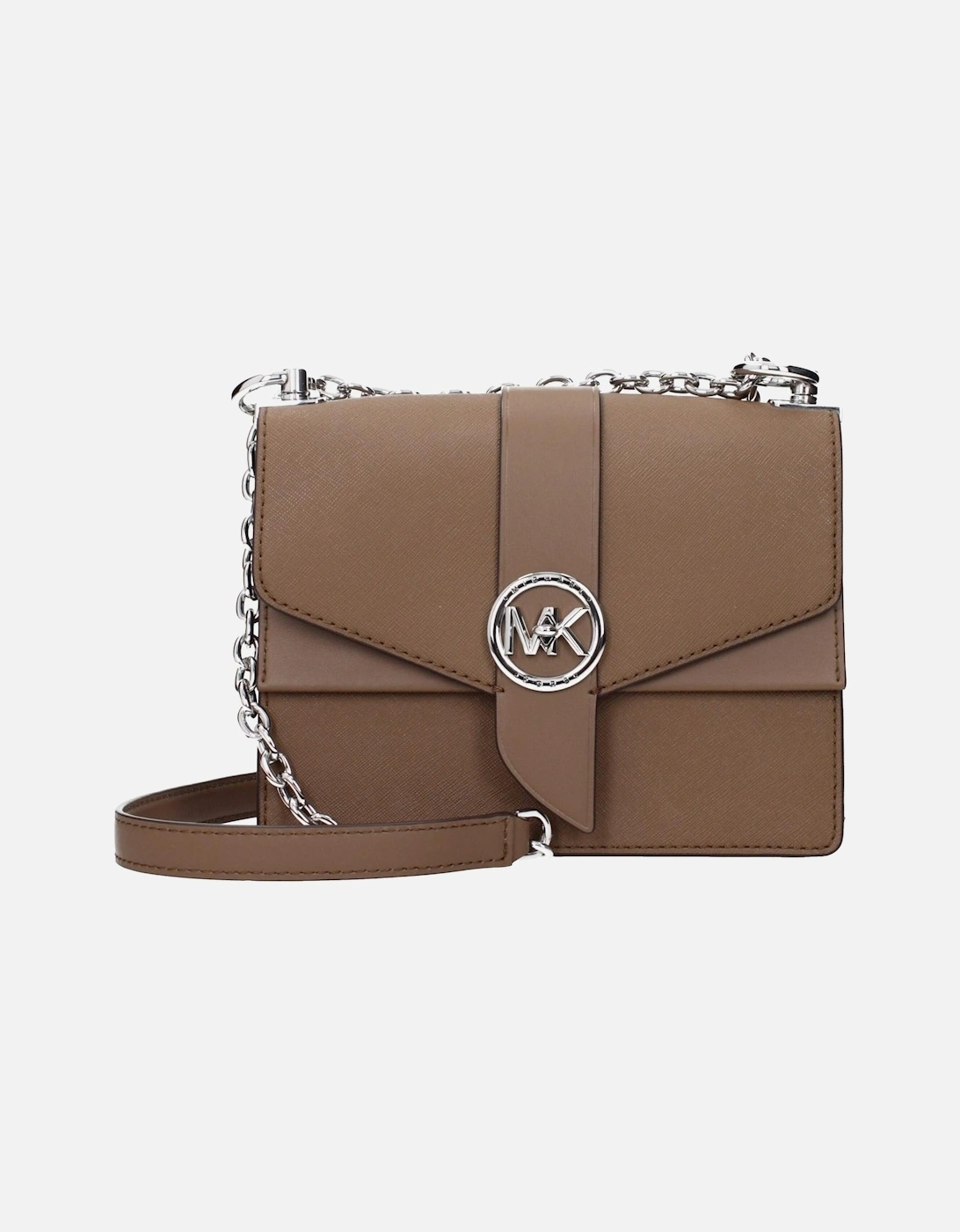 Leather Shoulder Bag with Turn Lock Closure Women - Brown, 4 of 3