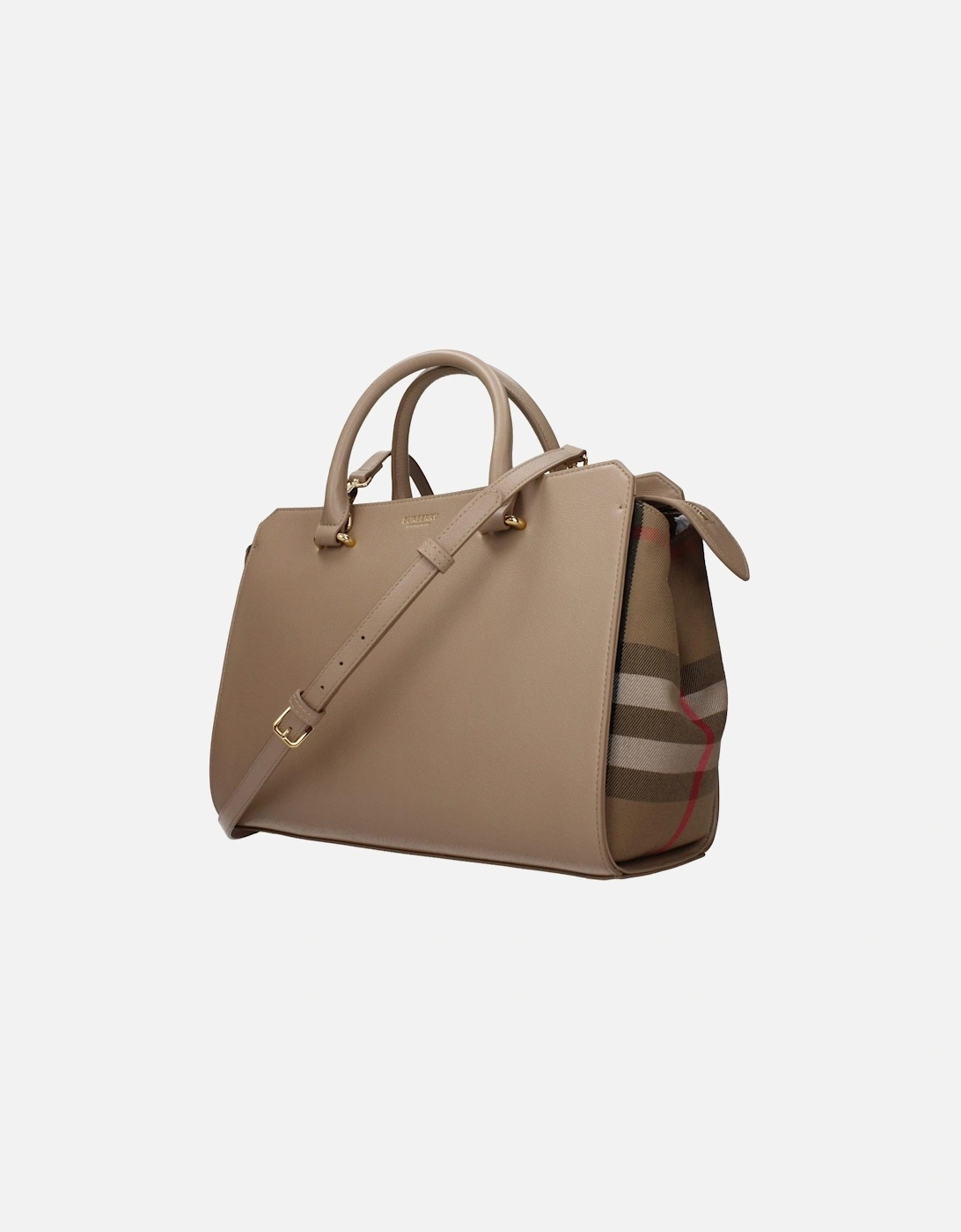 Leather Handbag with Adjustable Strap and Zip Closure Women - Beige