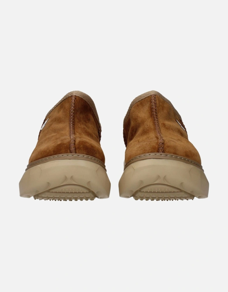 Suede Slippers with Side and Back Logo Women - Brown Sandals