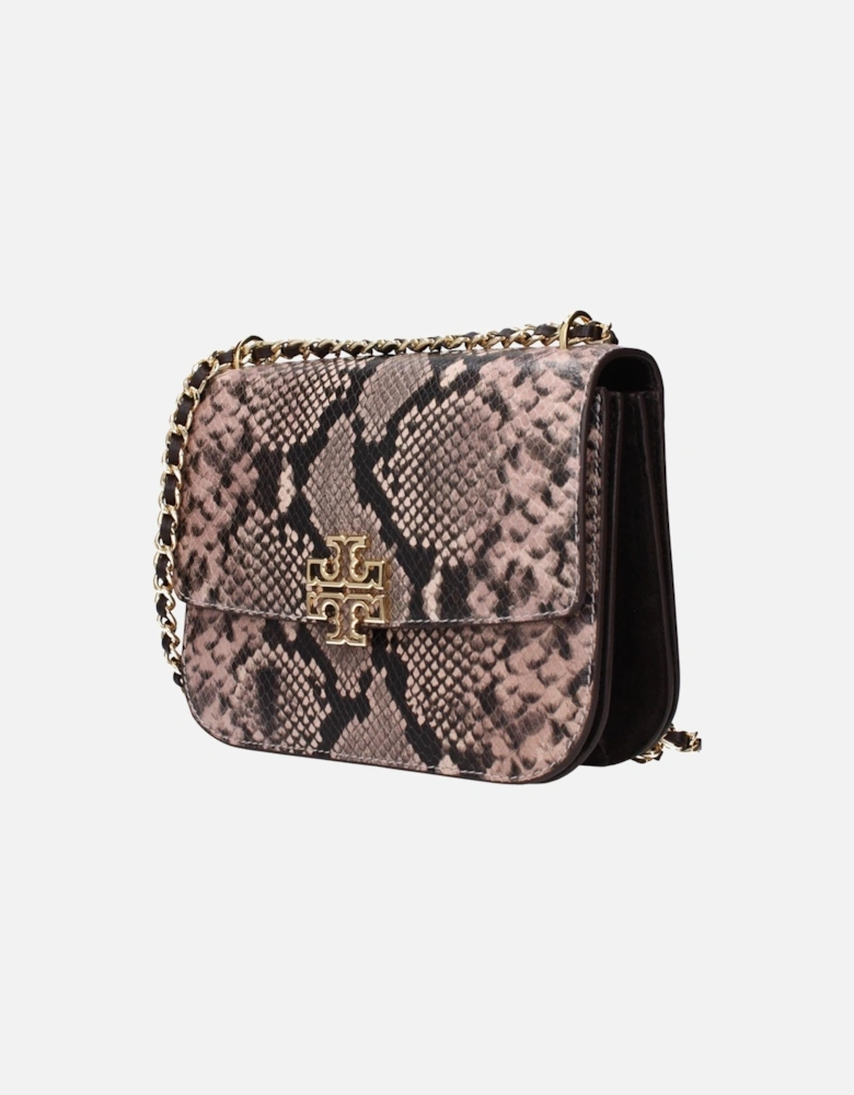 Vintage Effect Leather Shoulder Bag with Front Logo Women - Pink