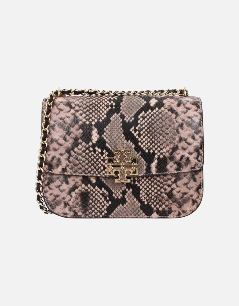 Vintage Effect Leather Shoulder Bag with Front Logo Women - Pink