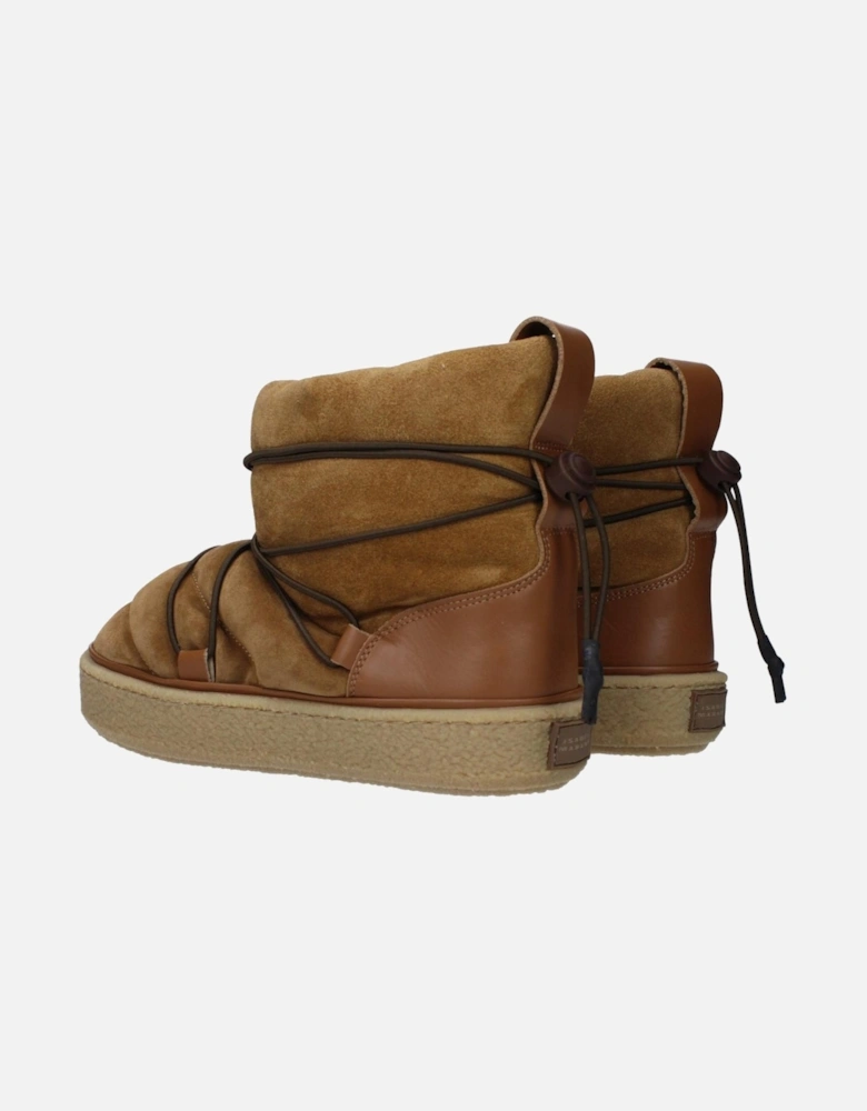 Suede Ankle Boots with Drawstring Closure Women - Brown