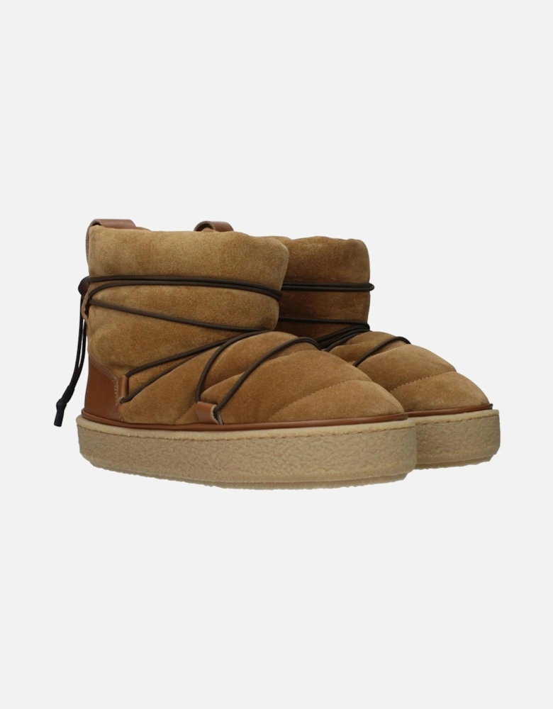 Suede Ankle Boots with Drawstring Closure Women - Brown