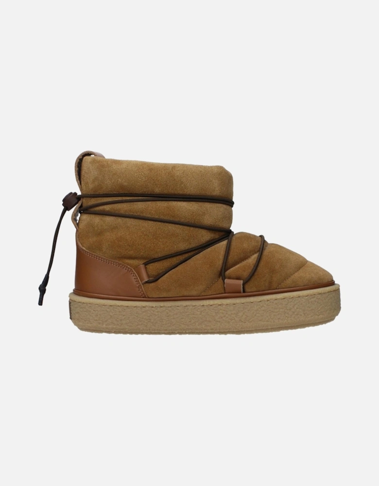 Suede Ankle Boots with Drawstring Closure Women - Brown