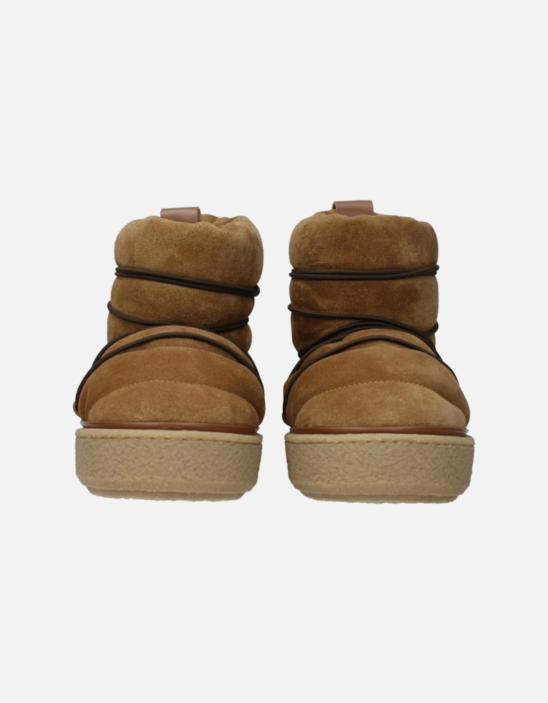 Suede Ankle Boots with Drawstring Closure Women - Brown