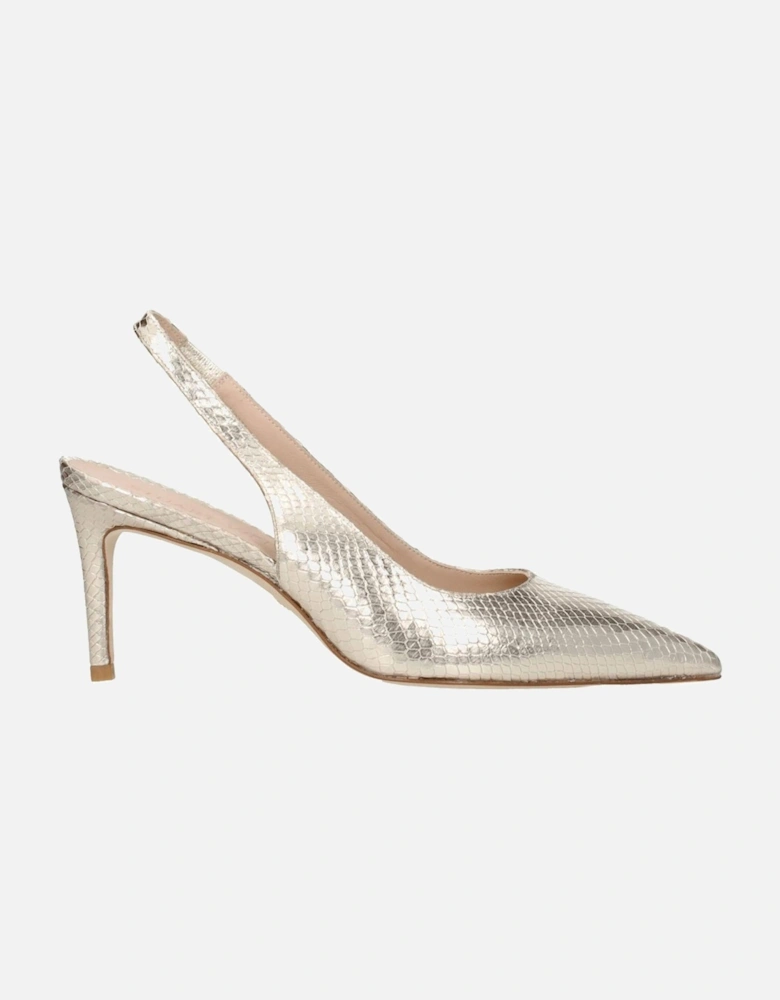 Pointy Toe Mid Heel Suede Sandals Women - Gold