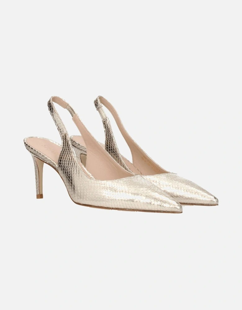 Pointy Toe Mid Heel Suede Sandals Women - Gold