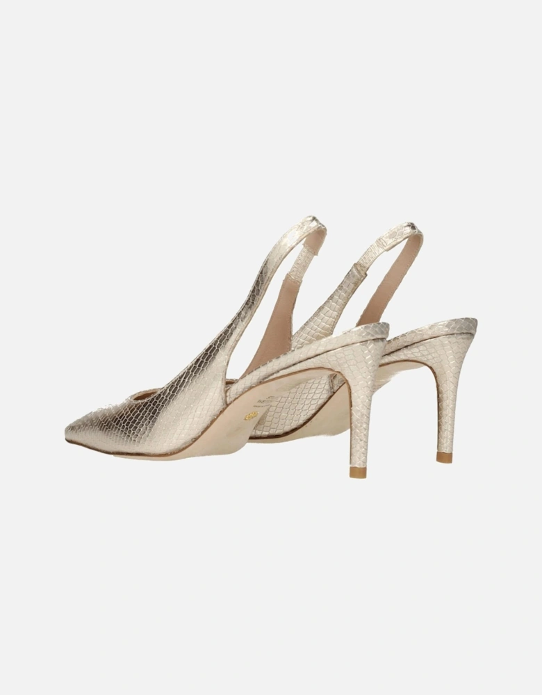 Pointy Toe Mid Heel Suede Sandals Women - Gold