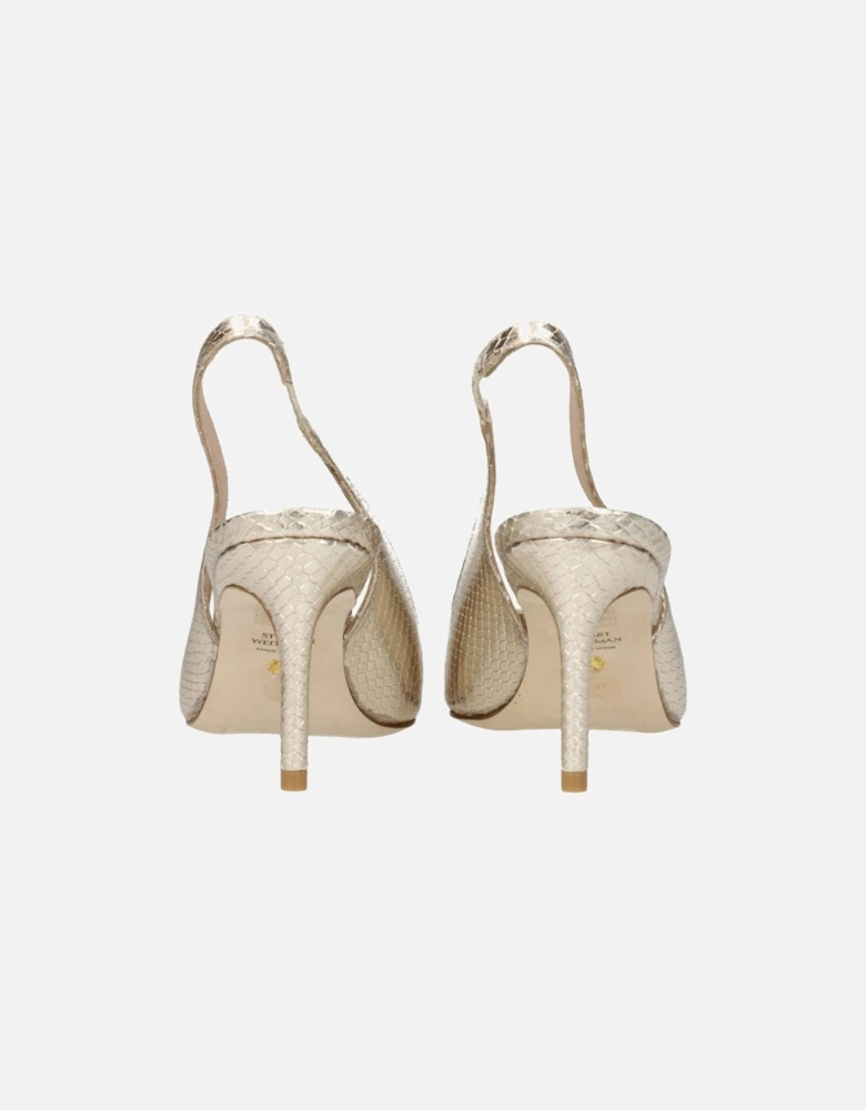 Pointy Toe Mid Heel Suede Sandals Women - Gold
