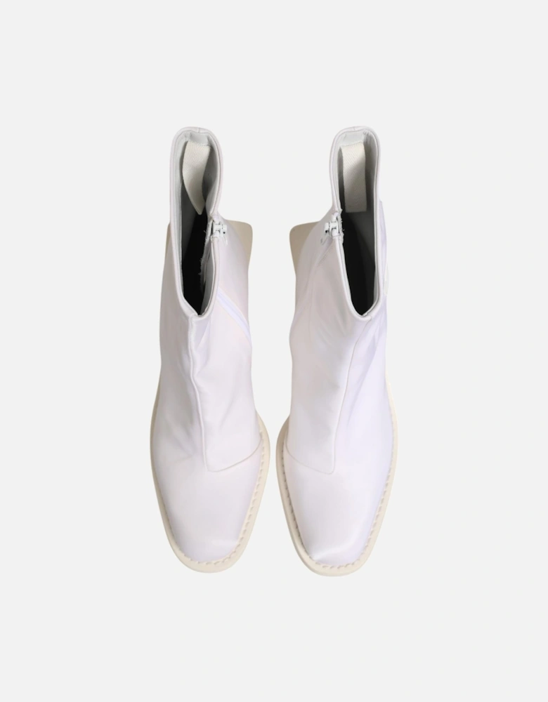 Ankle Boots with Cuban Heel and Zip Closure Women - White