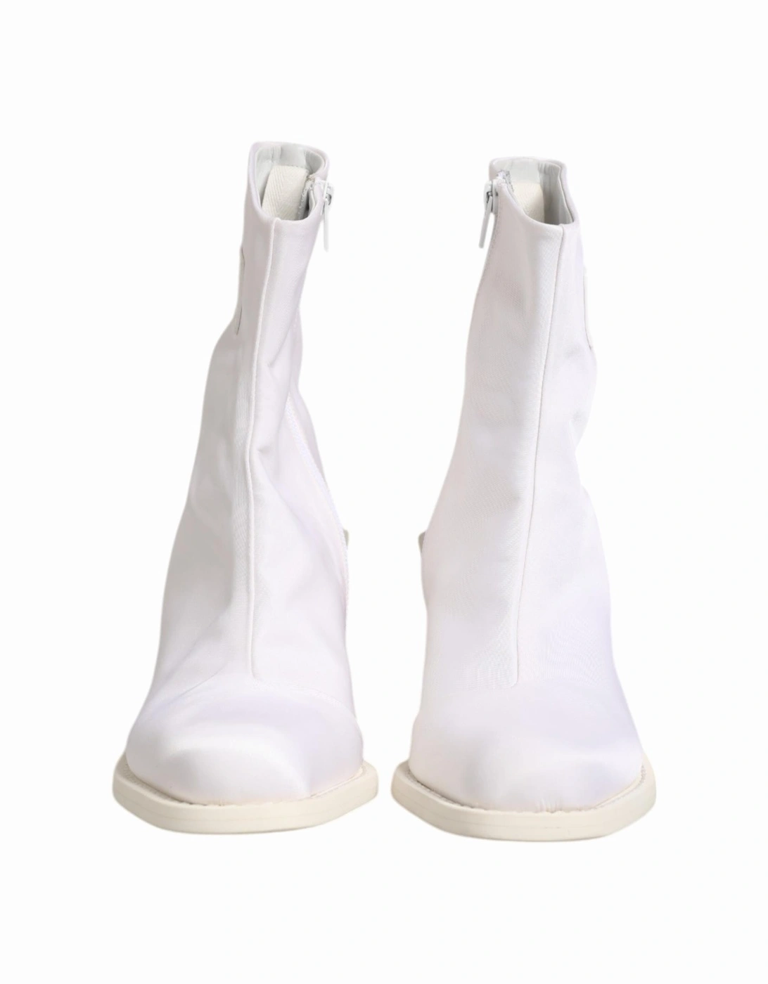 Ankle Boots with Cuban Heel and Zip Closure Women - White