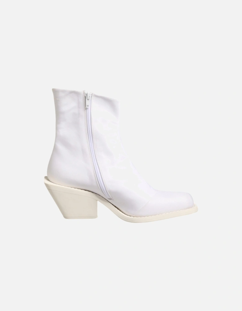 Ankle Boots with Cuban Heel and Zip Closure Women - White
