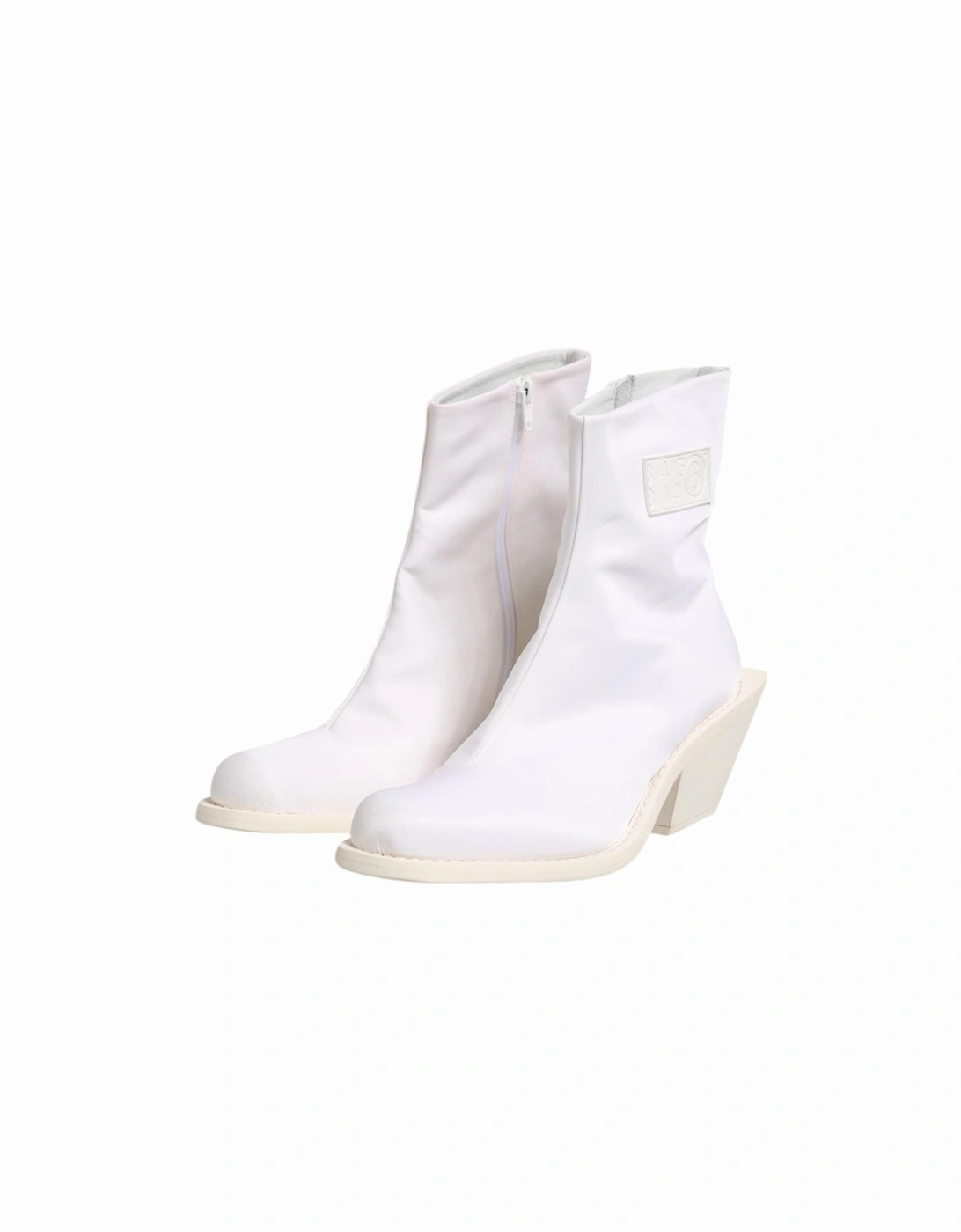 Ankle Boots with Cuban Heel and Zip Closure Women - White