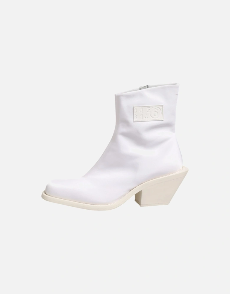 Ankle Boots with Cuban Heel and Zip Closure Women - White
