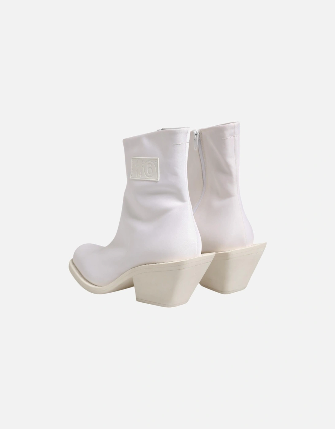 Ankle Boots with Cuban Heel and Zip Closure Women - White