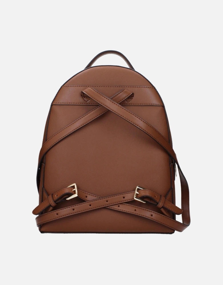 Leather Backpack with Adjustable Straps and Zip Closure Women - Brown