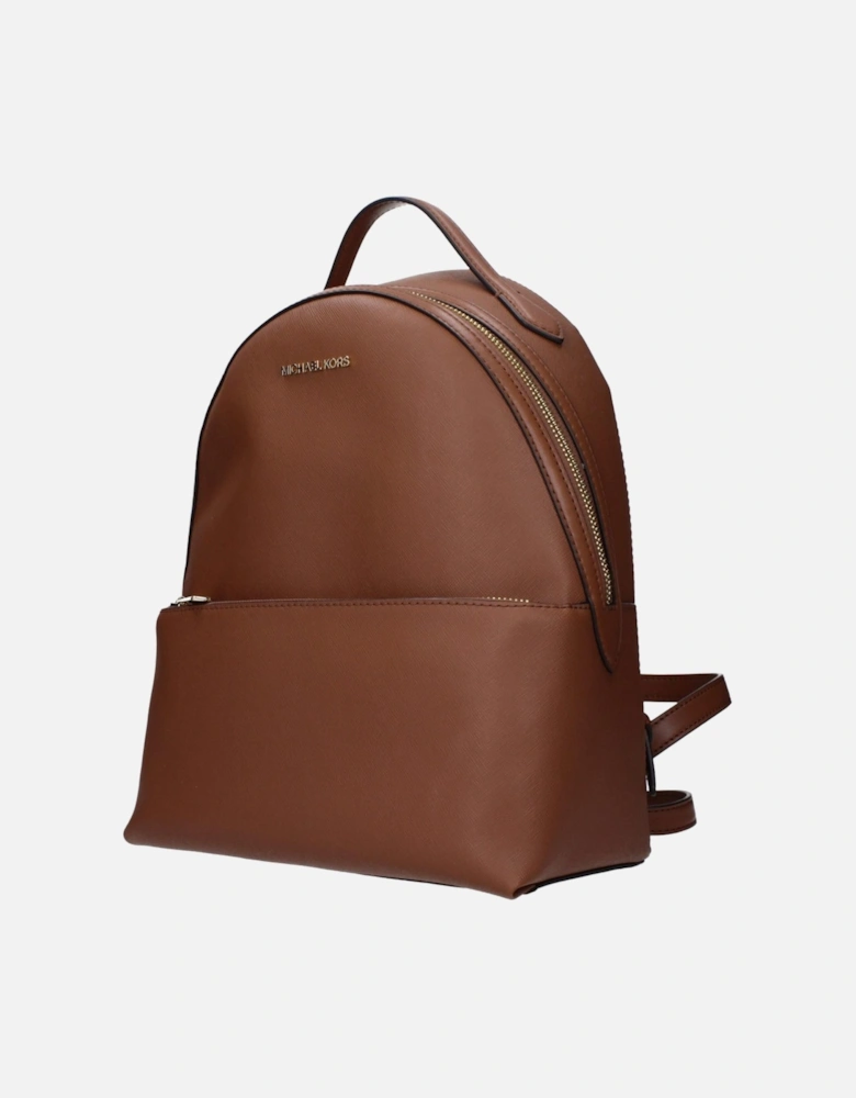 Leather Backpack with Adjustable Straps and Zip Closure Women - Brown