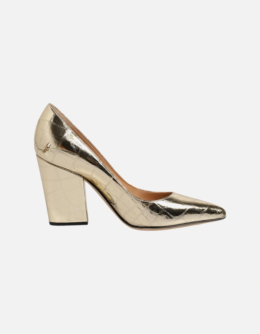 Leather Heeled Shoes with Logo Details Women - Gold Pumps, 7 of 6