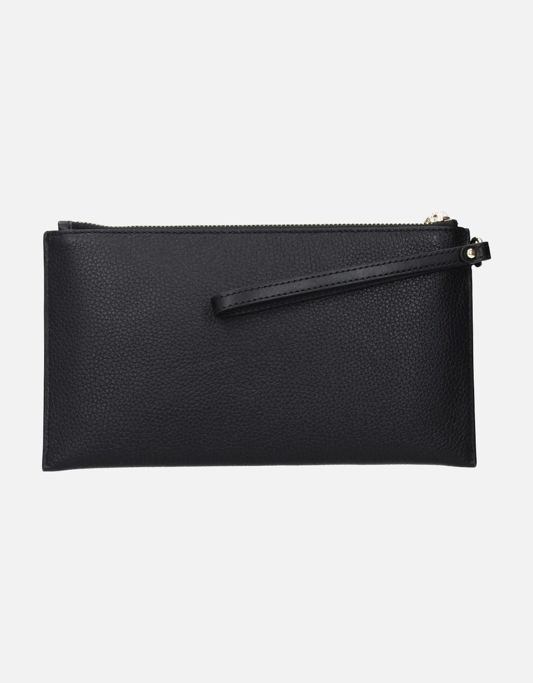 Leather Clutch with Front Logo and Zip Closure Women - Black Clutch