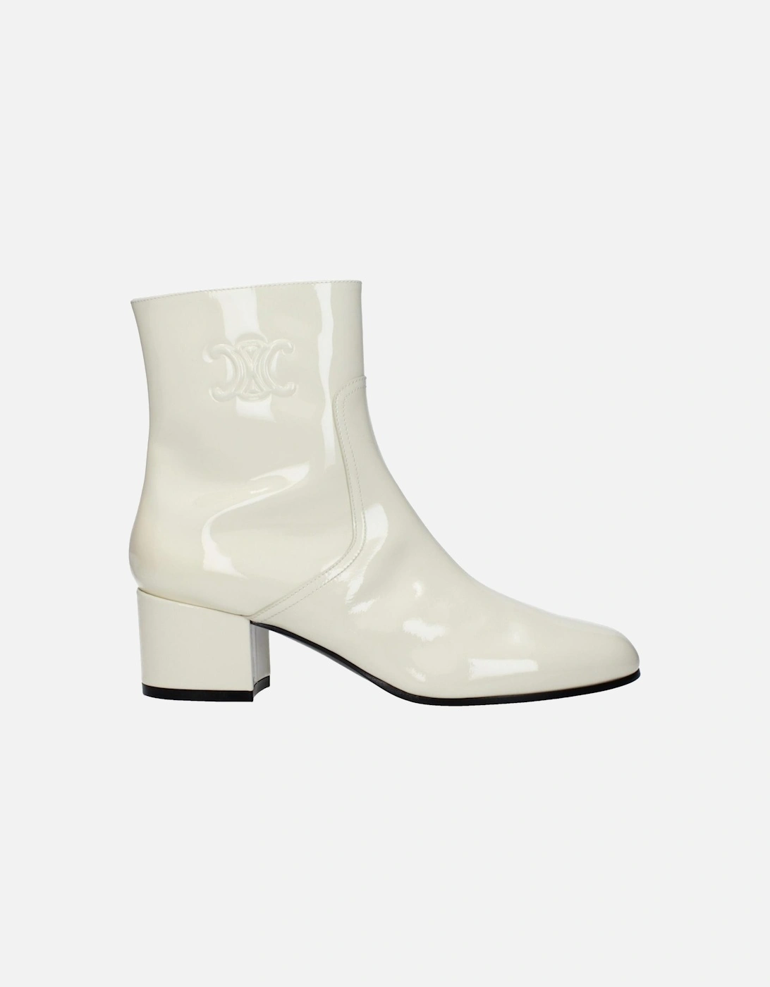Patent Leather Ankle Boots with Side Logo Women - Beige, 6 of 5