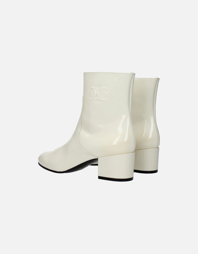Patent Leather Ankle Boots with Side Logo Women - Beige
