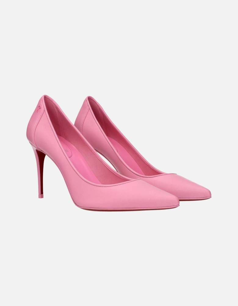 Pointy Toe High Heel Leather Pumps Women - Pink Brooches