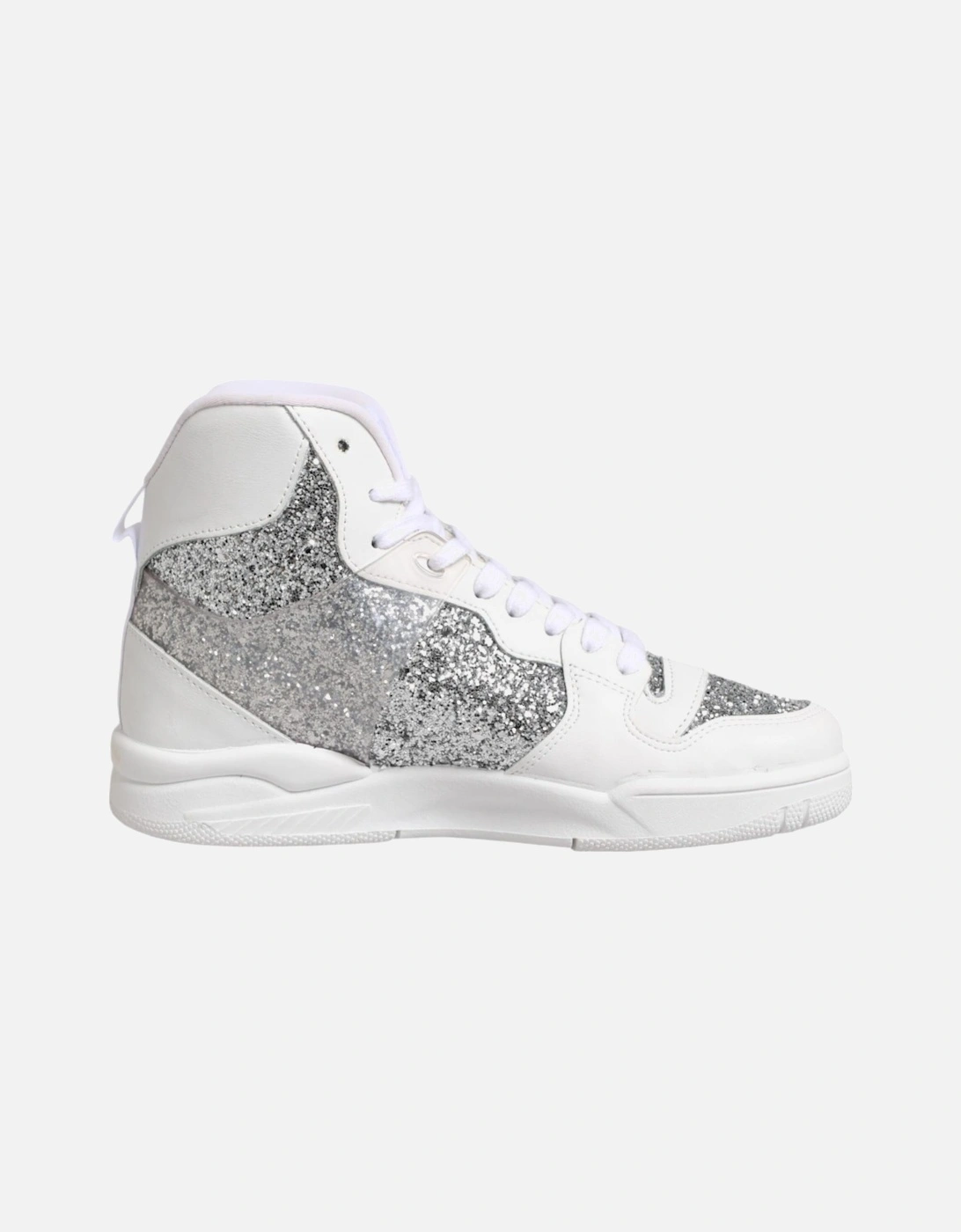 High Top Leather Sneakers with Logo Details Women - White, 7 of 6