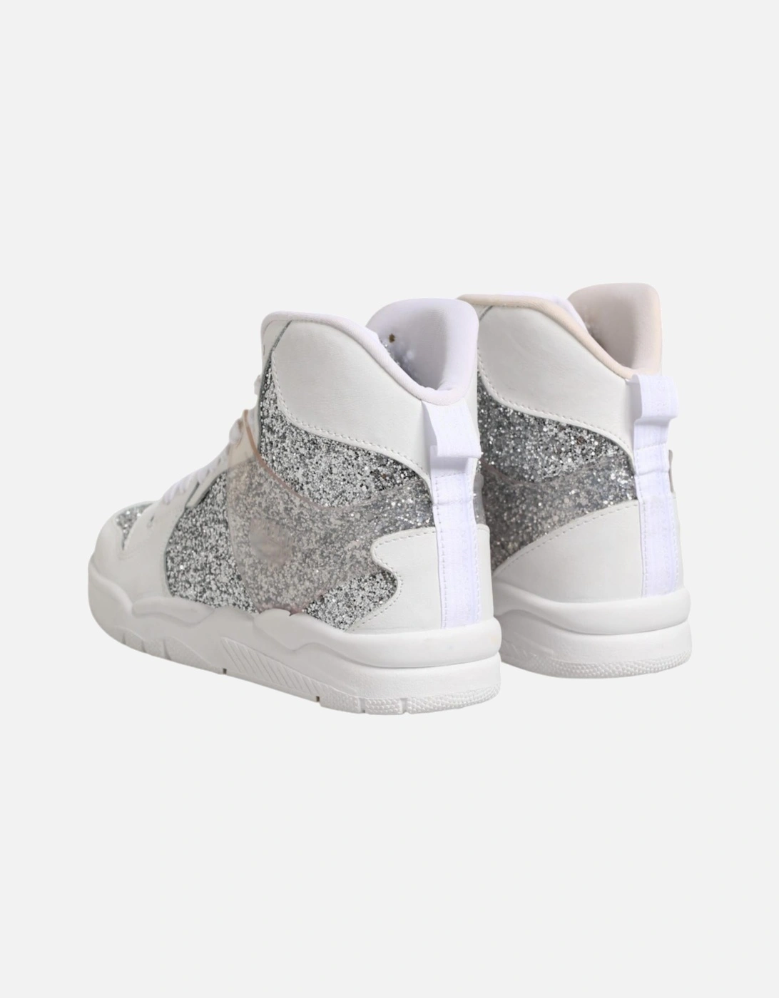 High Top Leather Sneakers with Logo Details Women - White