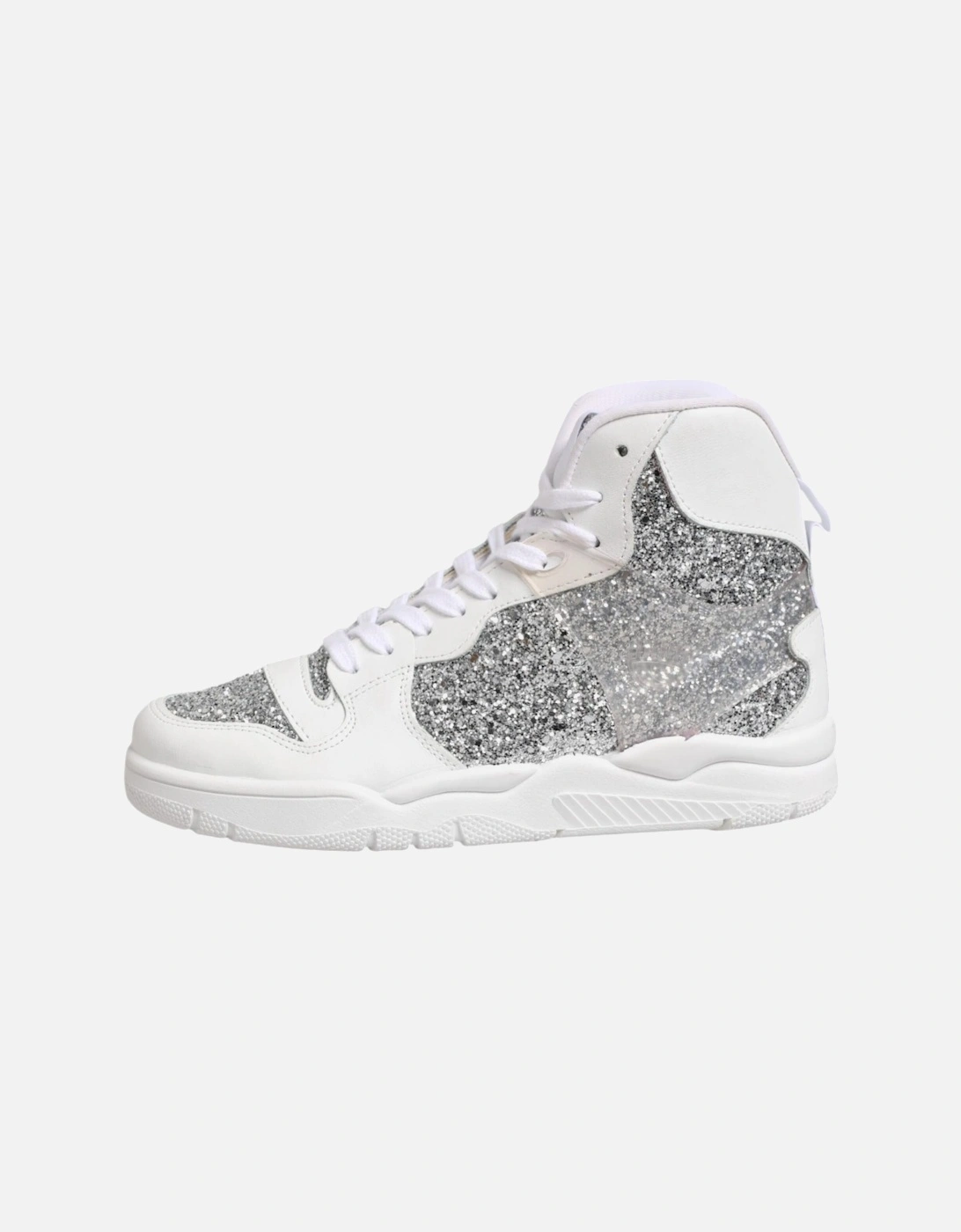 High Top Leather Sneakers with Logo Details Women - White