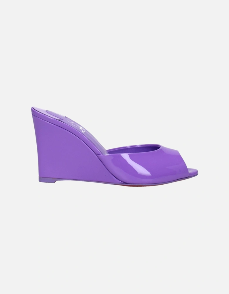 Patent Leather Open Toe Wedges Women - Purple Sandals