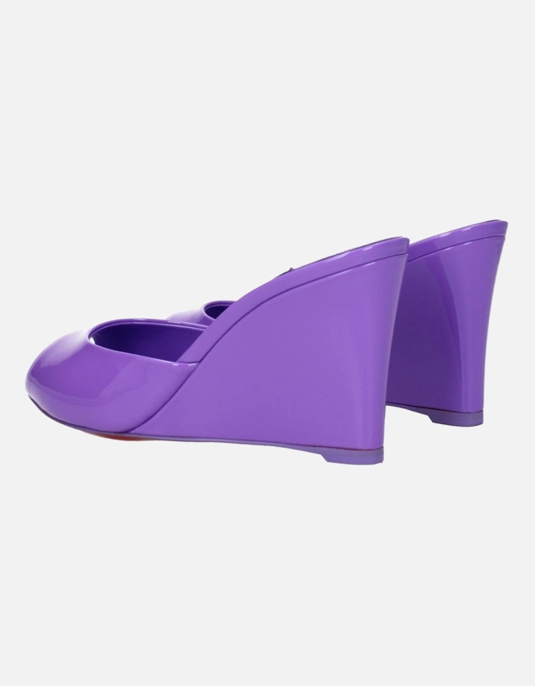 Patent Leather Open Toe Wedges Women - Purple Sandals