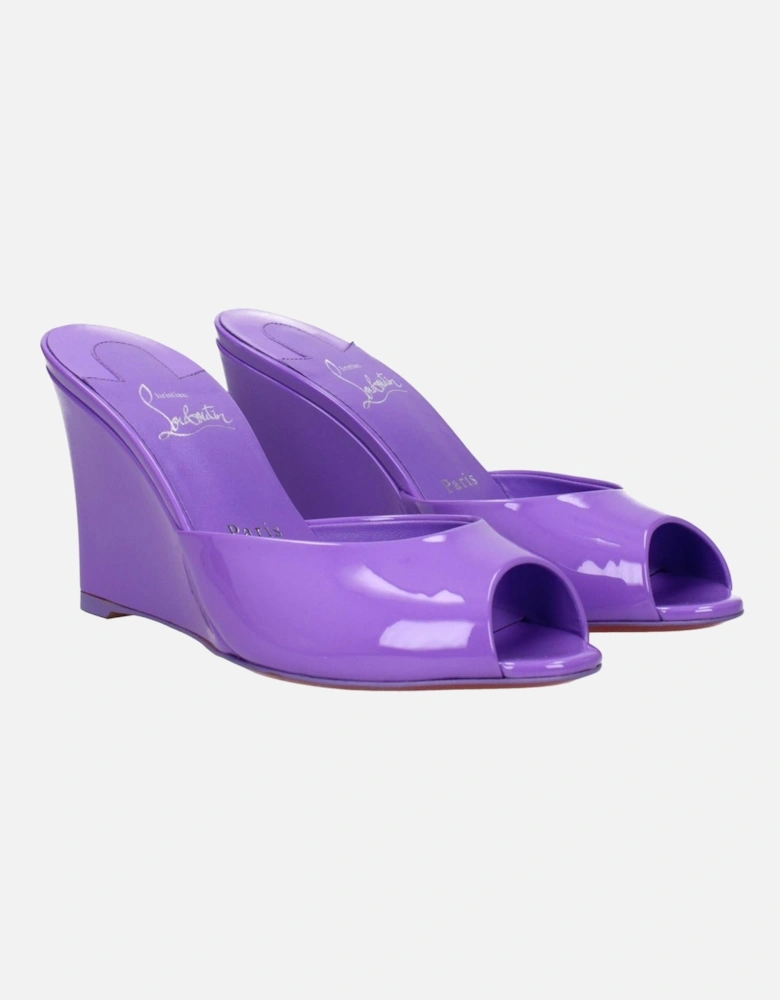 Patent Leather Open Toe Wedges Women - Purple Sandals