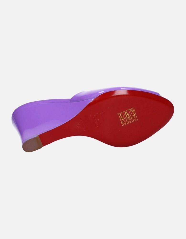Patent Leather Open Toe Wedges Women - Purple Sandals