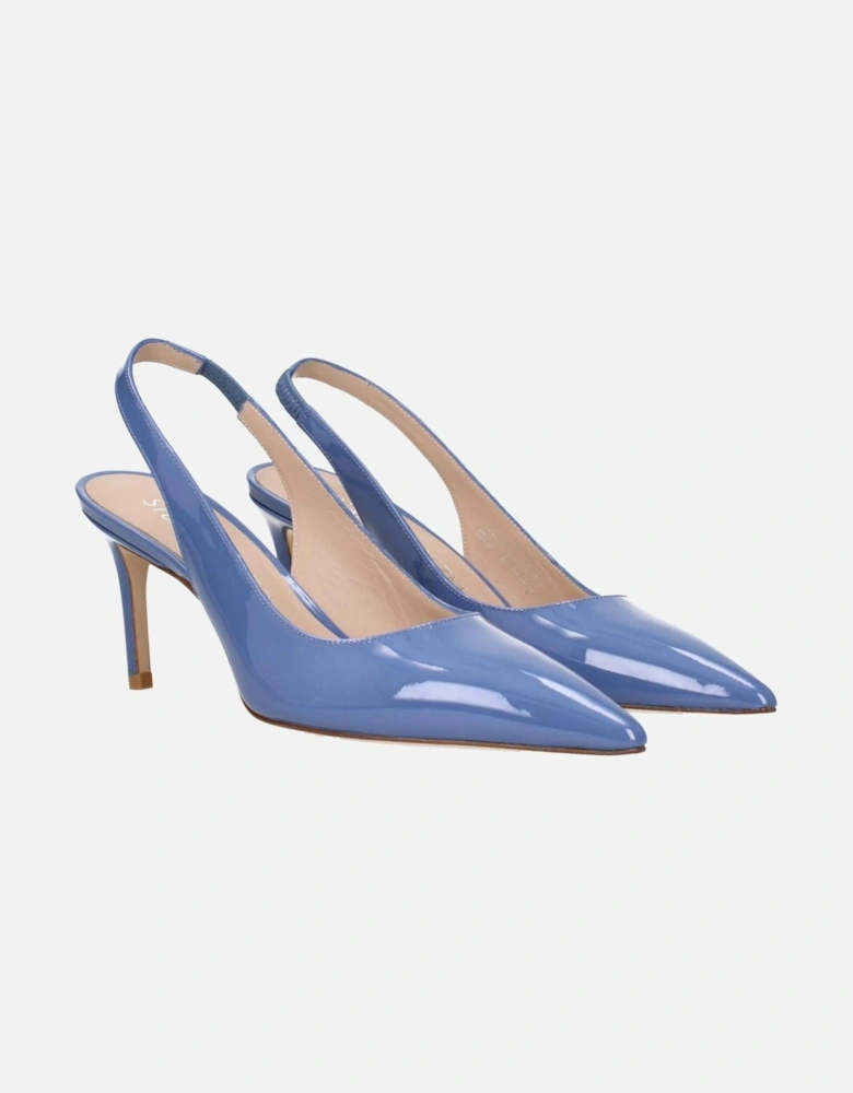 Patent Leather Pointy Toe Mid Heel Sandals Women - Light Blue