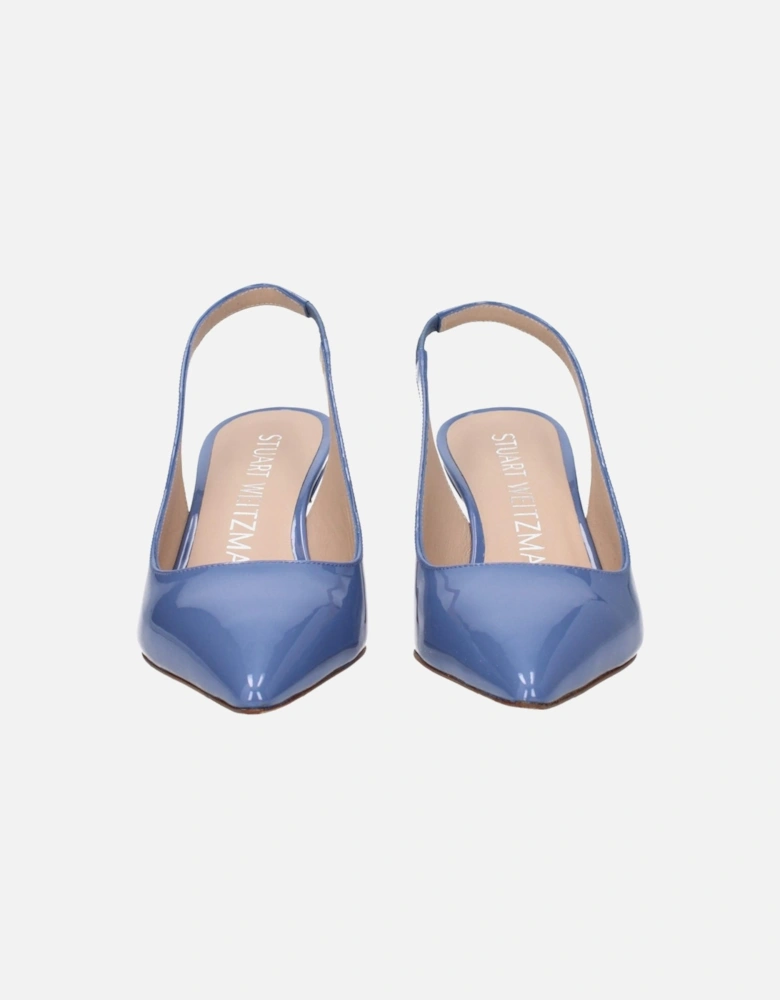 Patent Leather Pointy Toe Mid Heel Sandals Women - Light Blue
