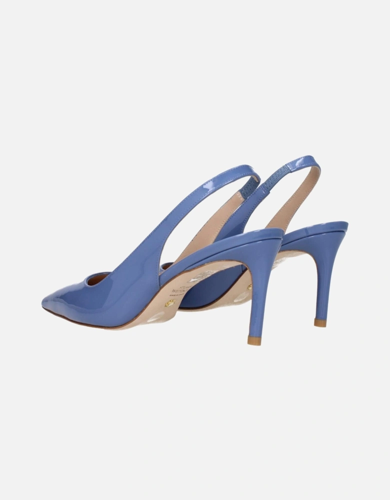 Patent Leather Pointy Toe Mid Heel Sandals Women - Light Blue