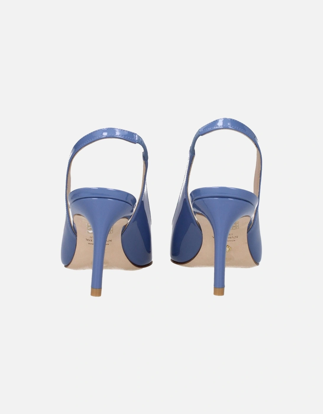 Patent Leather Pointy Toe Mid Heel Sandals Women - Light Blue