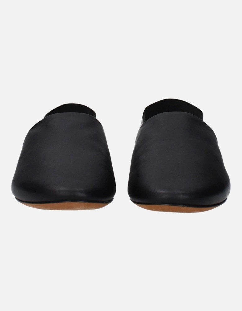 Leather Sandals with Side and Back Logo Women - Black