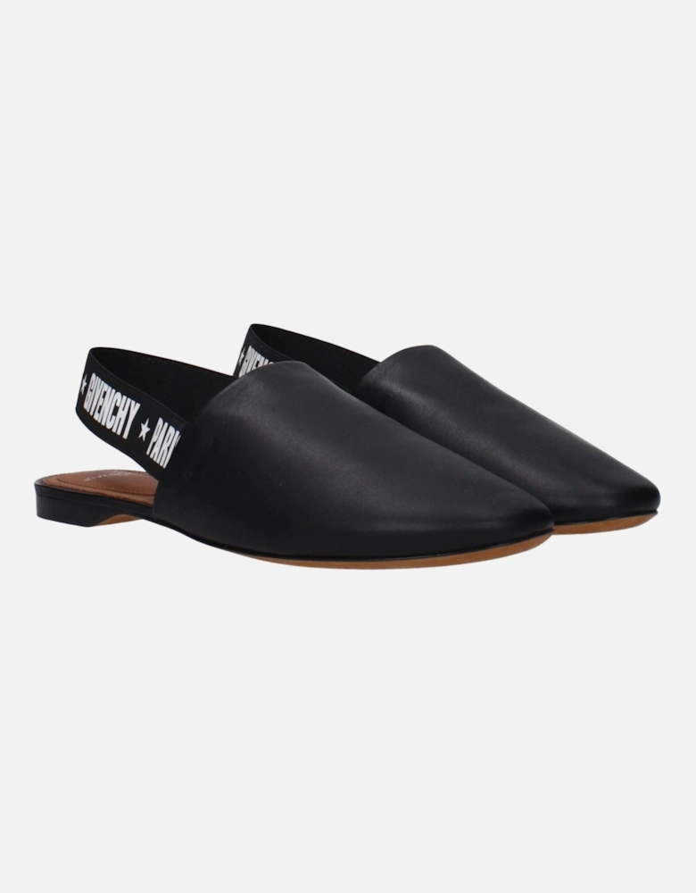 Leather Sandals with Side and Back Logo Women - Black