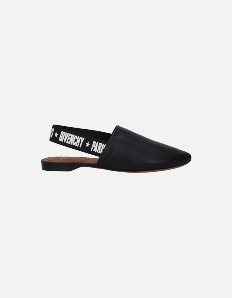 Leather Sandals with Side and Back Logo Women - Black