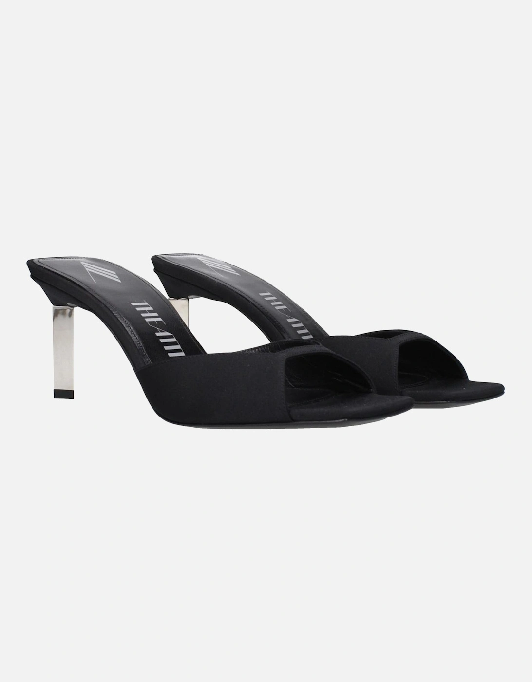Satin Mid Heel Open Toe Sandals Women - Black